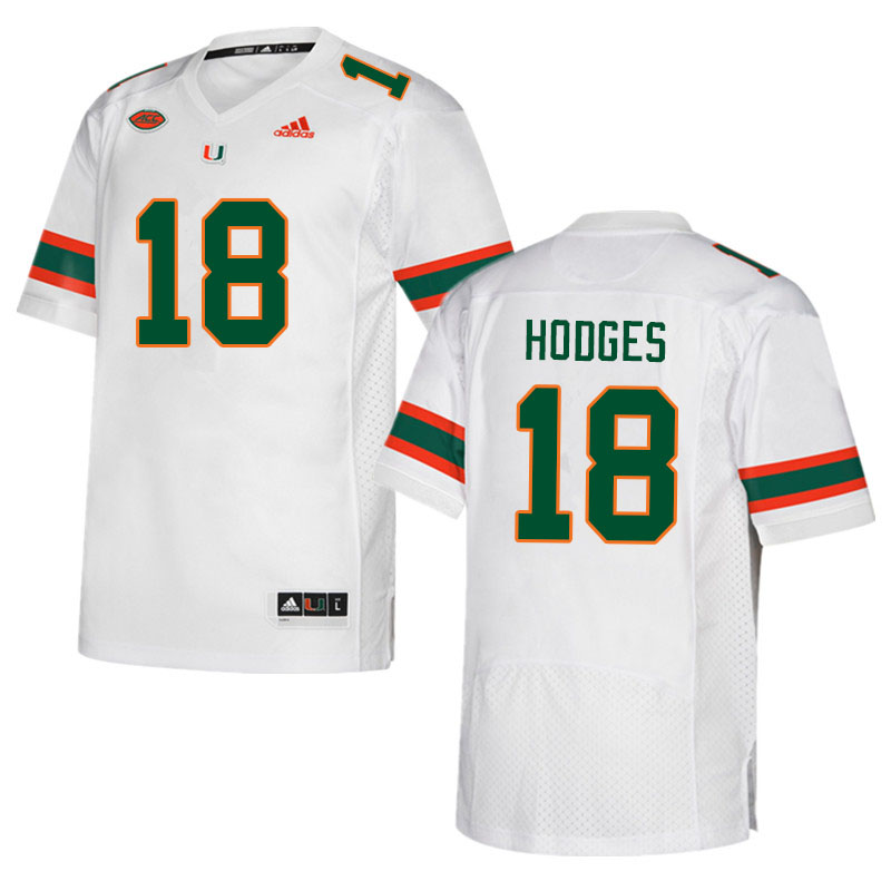 Men #18 Larry Hodges Miami Hurricanes College Football Jerseys Sale-White - Click Image to Close